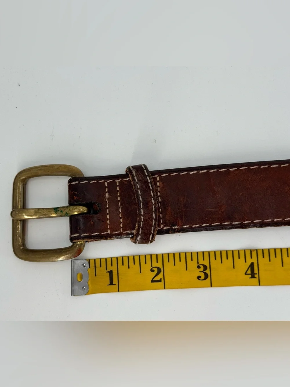Vintage Brown Leather Belt 36